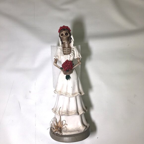 🛑 SKELETON ➕🆒 FIGURINE Bride Red Roses Halloween Day of Dead Decor 💸BUY NOW‼️ - Picture 8 of 16